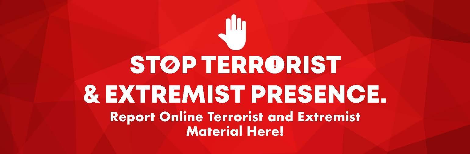 Stop terrorist and extremist presence banner