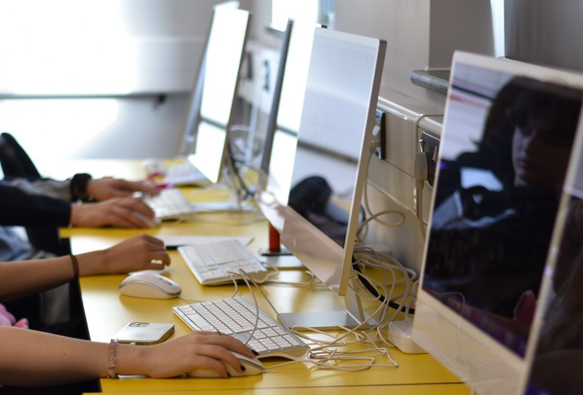 Row of computer screens