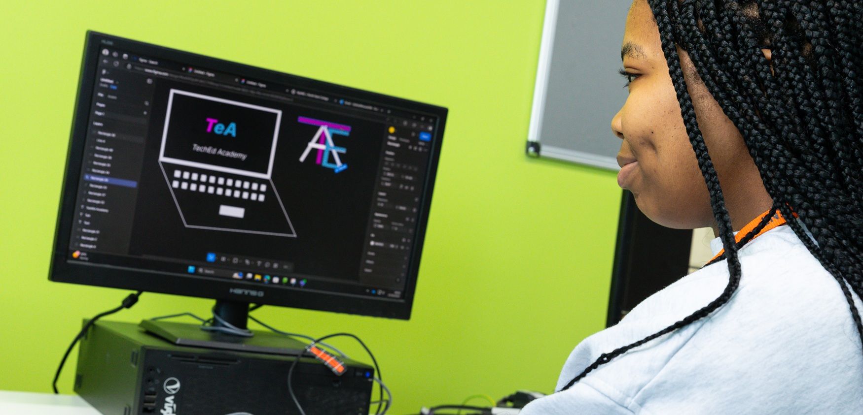 Student looking at computer screen