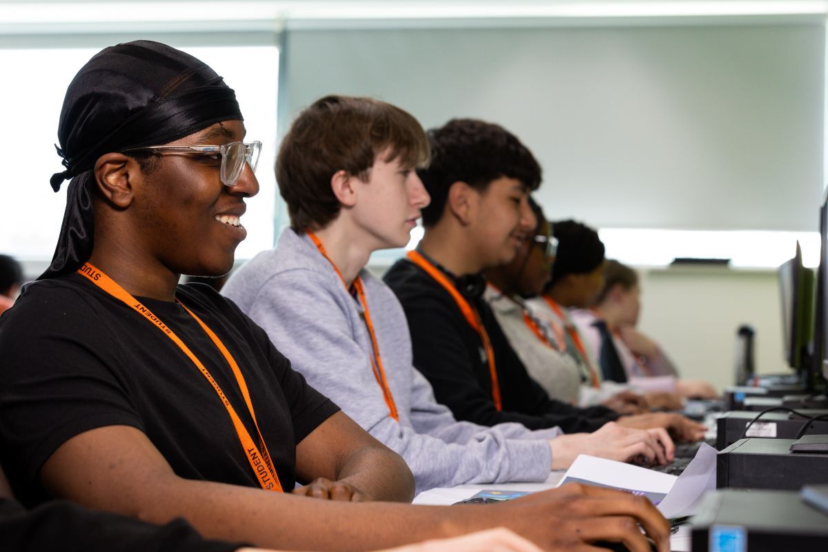 Students using computers