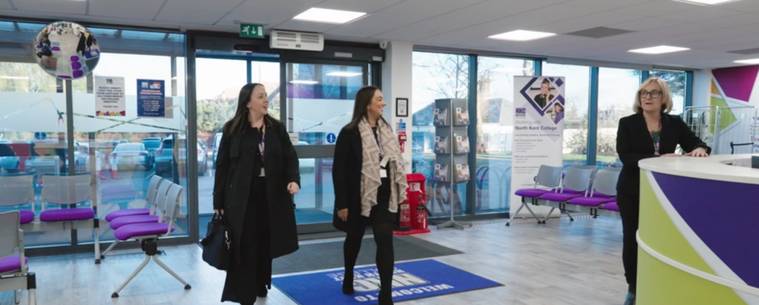 staff walking through reception
