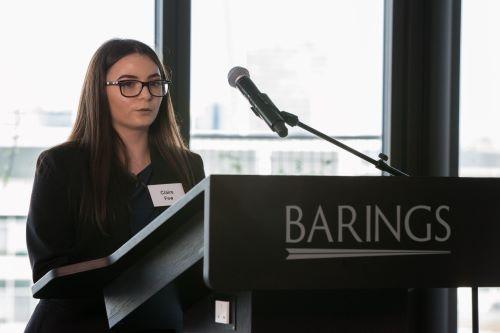 North Kent College Business Female Student Dartford Speaking into a microphone