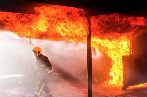 Student exiting fire